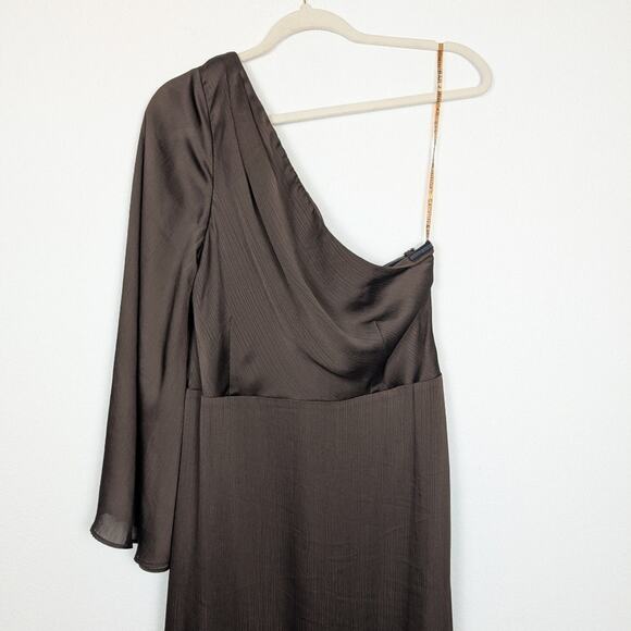 Sachin & Babi Keely Brown One Shoulder Evening Gown Size 16 - Picture 5 of 11